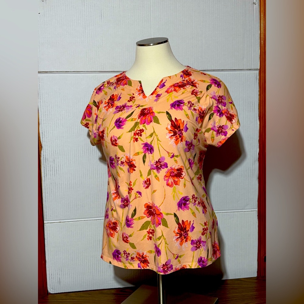Denim & Company 1X Floral Women's Top - Multicolor 27” length 23” p2p - Picture 6 of 7
